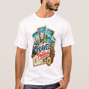 Vintage Travel Postcards Sticker – Retro World T-Shirt