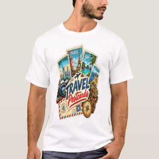 Vintage Travel Postcards Sticker – Retro World  T-Shirt