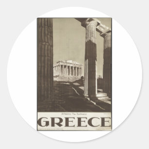 Vintage Travel Poster Ad Retro Prints Classic Round Sticker