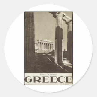 Vintage Travel Poster Ad Retro Prints Classic Round Sticker