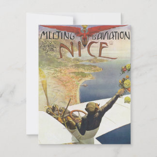 Vintage Travel Poster, Airplane over Nice France