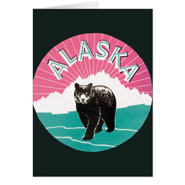Vintage Travel Poster, Alaska Black Bear in Snow (Front)