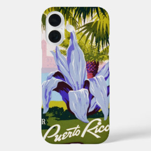 Vintage Travel Poster Art, Discover Puerto Rico! iPhone 16 Case