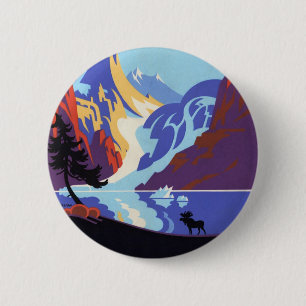 Vintage Travel Poster, Atlin and the Yukon, Alaska 2 Inch Round Button