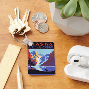 Vintage Travel Poster, Atlin and the Yukon, Alaska Keychain