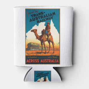 Vintage Travel Poster Australia Train Adventure Can Cooler