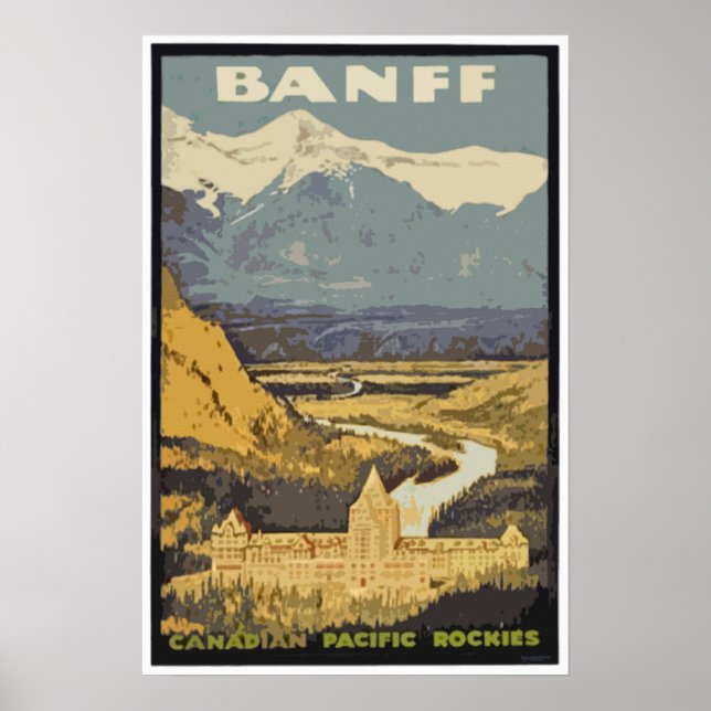 Vintage Travel Poster Banff Canadian Rockies (Front)