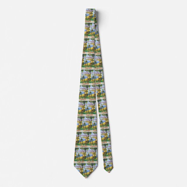 Vintage Travel Poster, Beach in Cannes, France Tie (Front)