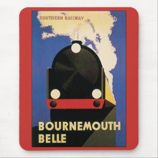Vintage Travel Poster, Bournemouth Belle Train Mouse Pad
