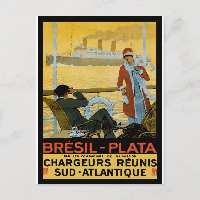 Vintage Travel Poster: Brazil South Atlantic Postcard (Front)