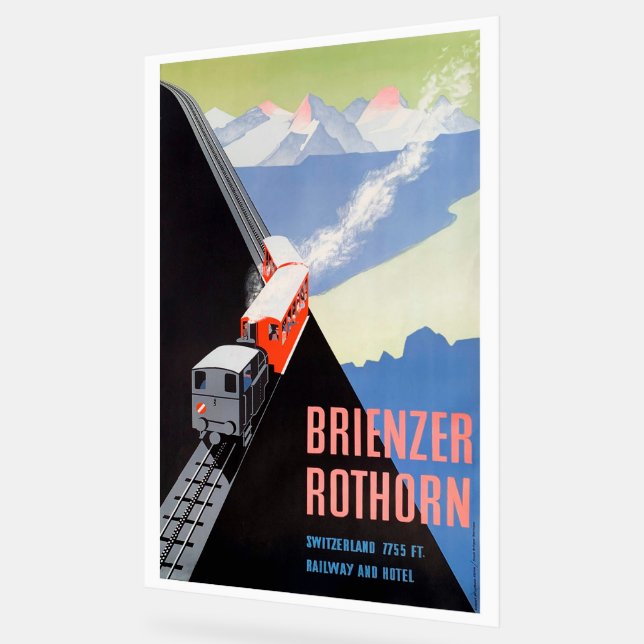 Vintage Travel Poster Brienzer Acrylic Sign (Angle)