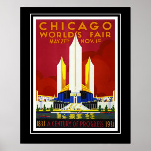Vintage Travel Poster Chicago World's Fair Large
