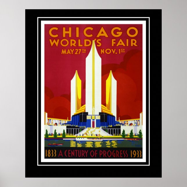 Vintage Travel Poster Chicago World's Fair Large (Front)