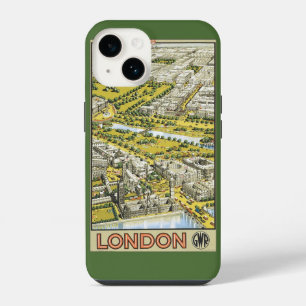 Vintage Travel Poster, City of London Aerial View iPhone 14 Case