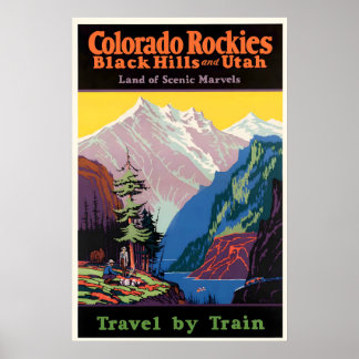 Vintage Travel Poster – Colorado Rockies, Black