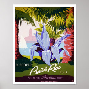 Vintage Travel Poster, Discover Puerto Rico! Poster