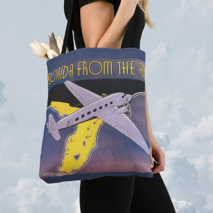 Vintage Travel Poster, Florida from Air Airplane Tote Bag