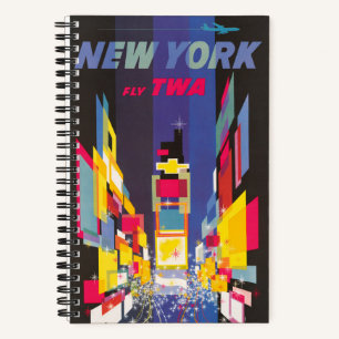 Vintage Travel Poster, Fly Twa, New York Notebook