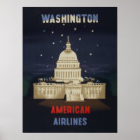 Vintage Travel Poster For American Airlines