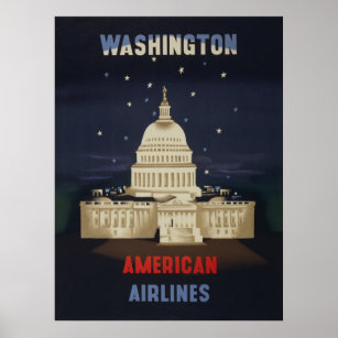 Vintage Travel Poster For American Airlines