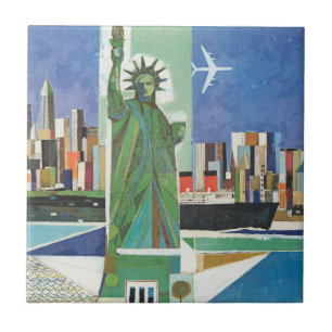 Vintage Travel Poster For American Airlines Tile