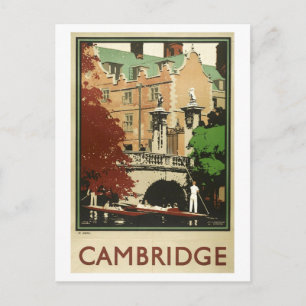 Vintage Travel Poster for Cambridge in England Postcard