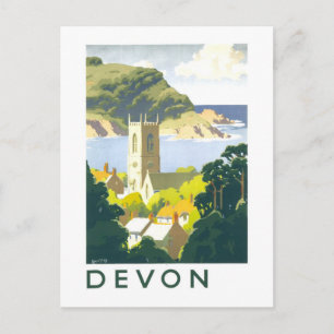 Vintage Travel Poster for Devon England Postcard