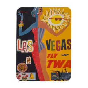 Vintage Travel Poster For Flying Twa To Las Vegas Magnet