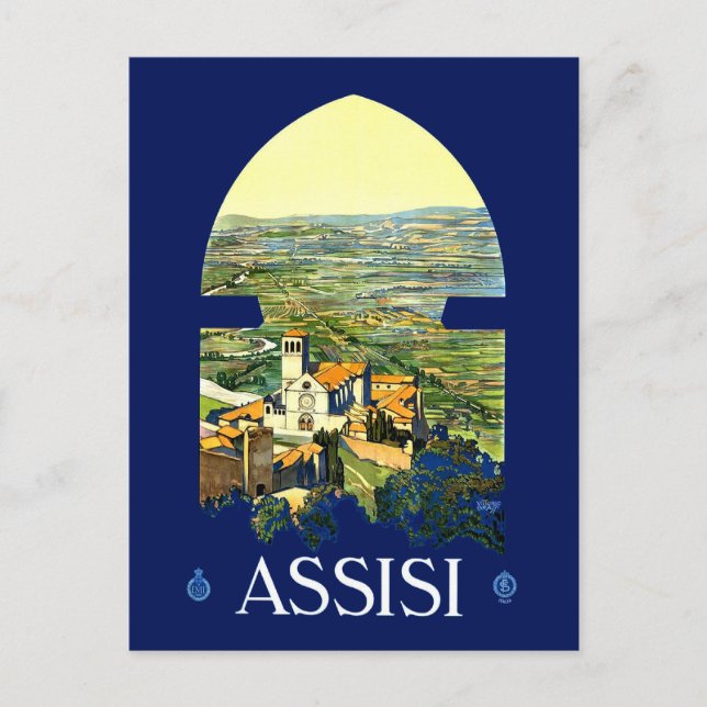 Vintage Travel Poster For Italy Postcard (Front)