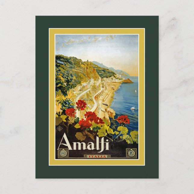 Vintage Travel Poster For Italy Postcard (Front)