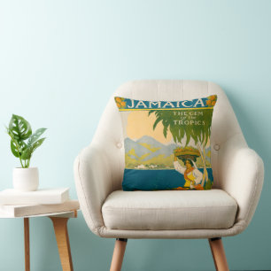 Vintage Travel Poster For Jamaica Throw Pillow