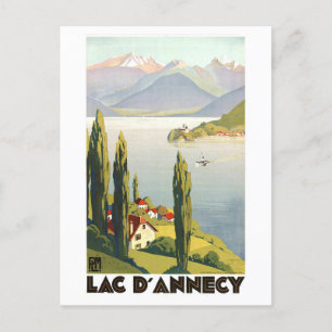 Vintage Travel Poster for Lake Annecy in France Postcard