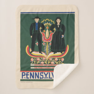 Vintage Travel Poster For Lancaster County, Pa Sherpa Blanket