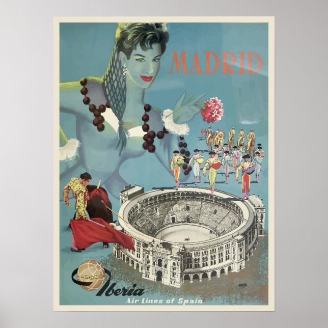 Vintage Travel Poster for Madrid, Spain (Front)