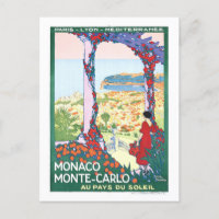Vintage Travel Poster for Monte Carlo, Monaco,