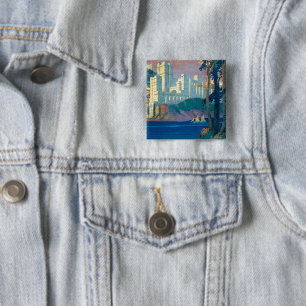 Vintage Travel Poster For New York Central Lines 2 Inch Square Button