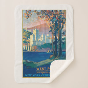 Vintage Travel Poster For New York Central Lines Sherpa Blanket