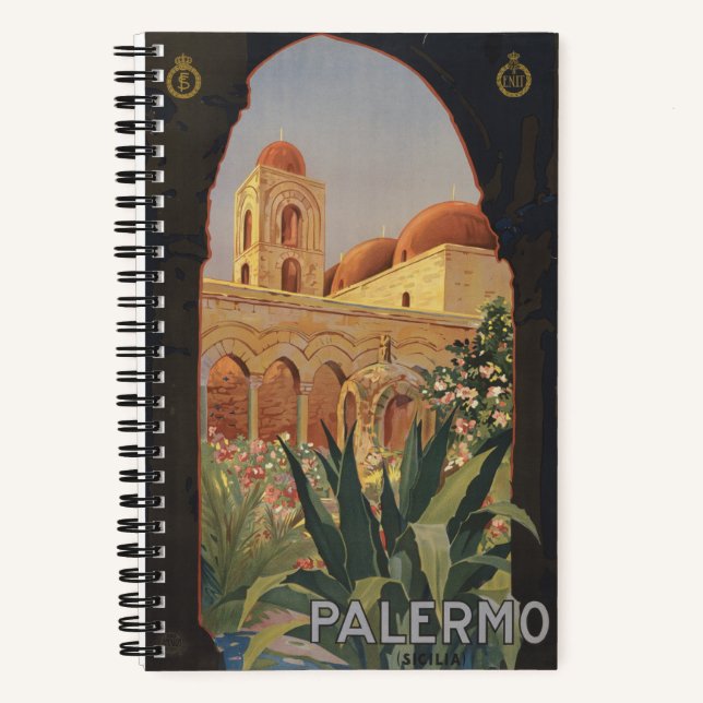 Vintage Travel Poster For Palermo, Italy. Notebook (Front)