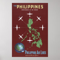 Vintage Travel Poster For Philippine Air Lines