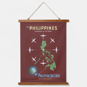 Vintage Travel Poster For Philippine Air Lines Hanging Tapestry