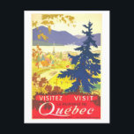 Vintage Travel Poster for Quebec Postcard<br><div class="desc">This postcard is a reproduction of a vintage travel/tourism poster advertising Quebec.</div>