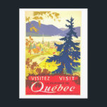 Vintage Travel Poster for Quebec Postcard<br><div class="desc">This postcard is a reproduction of a vintage travel/tourism poster advertising Quebec.</div>