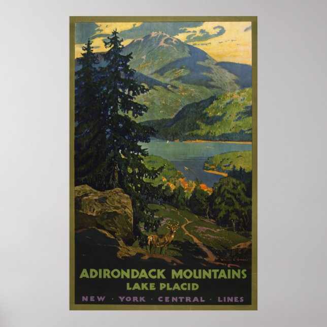 Vintage Travel Poster For The Adirondack Mountains (Front)