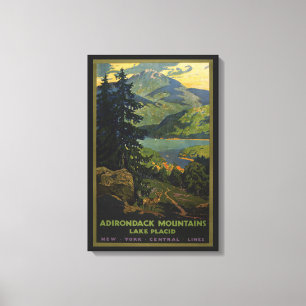 Vintage Travel Poster For The Adirondack Mountains Canvas Print