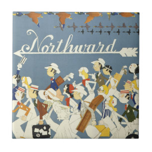 Vintage Travel Poster For The New Haven R.R. Tile