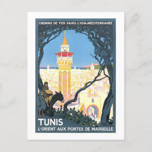Vintage Travel Poster for Tunis, Tunisia, Postcard