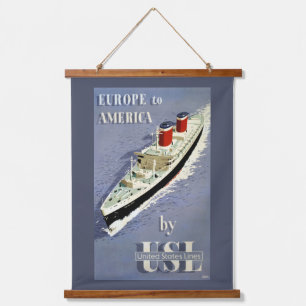 Vintage Travel Poster For United States Lines Hanging Tapestry