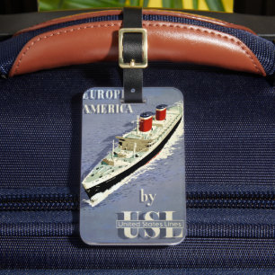 Vintage Travel Poster For United States Lines Luggage Tag