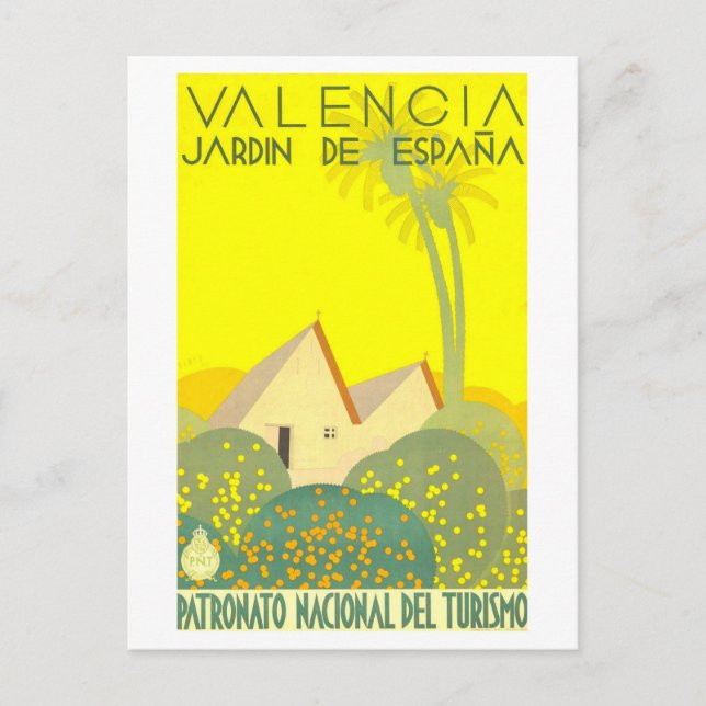 Vintage Travel Poster for Valencia, Spain, Postcard (Front)