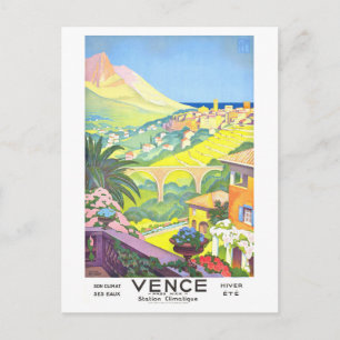 Vintage Travel Poster for Vence, France, Postcard